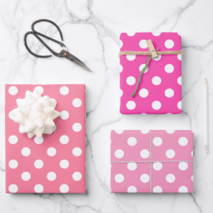 Vintages Weißpolka-Punktmuster Geschenkpapier Set