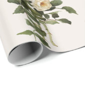 Vintages Weißrosen-Blume Blumenmuster Geschenkpapier (Rolleneckpunkt)