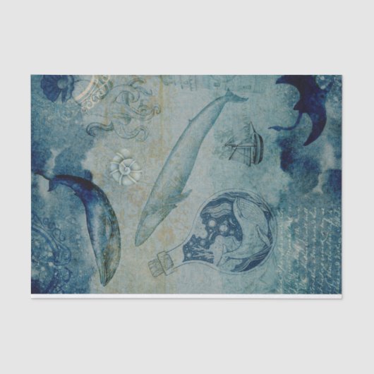 Vintages Weißwal-Gewebe Seidenpapier (Vorderseite)