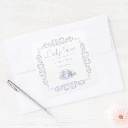 Vintages Weißwaschetikett Quadratischer Aufkleber (Umschlag)