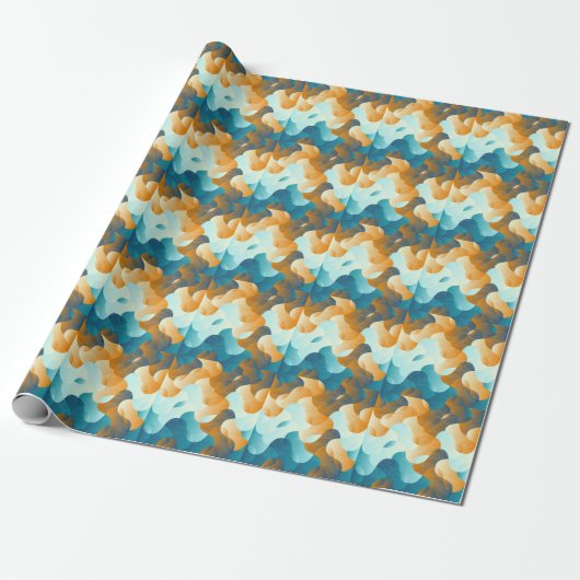 Vintages Wellenmuster, blau und braun. Geschenkpapier (Ungerollt)