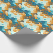 Vintages Wellenmuster, blau und braun. Geschenkpapier (Ecke)