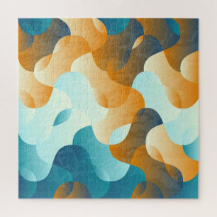 Vintages Wellenmuster, blau und braun. Puzzle