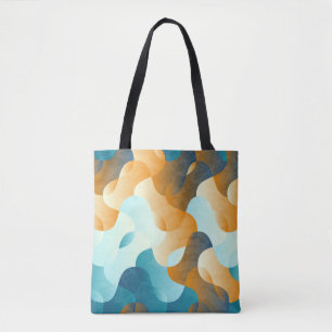 Vintages Wellenmuster, blau und braun. Tasche