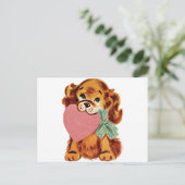 Vintages Welpenherz Postkarte (Stehend Vorderseite)