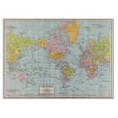 Vintages Weltkarten-Ausschnitbrett Schneidebrett (Vorderseite)