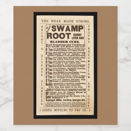 Vintages Werbelabel - Schlangenöl Weinetikett (Einzelnes Label)