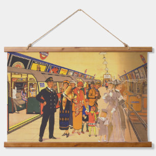 Vintages Werbeplakat für den Londoner Untergrund Wandteppich Mit Holzrahmen
