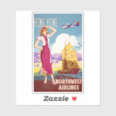 Vintages Werbeplakat für Northwest Airlines Aufkleber (Blatt)