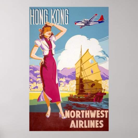 Vintages Werbeplakat für Northwest Airlines Poster (Vorne)