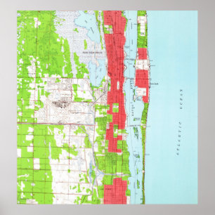 Vintages West Palm Beach u. Palm Beach Florida Map Poster