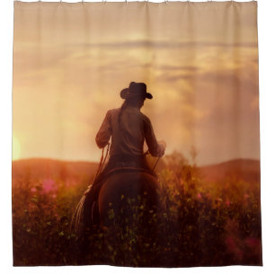Vintages Western Cowboy-Portrait Duschvorhang