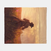 Vintages Western Cowboy-Portrait Fleecedecke (Vorderseite (Horizontal))