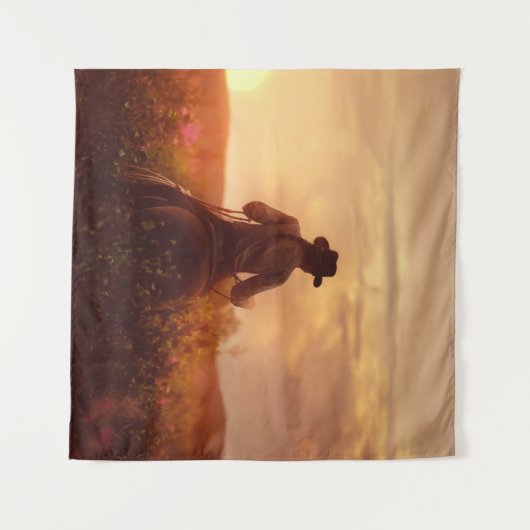 Vintages Western Cowboy-Portrait Wandteppich (Vorderseite (Horizontal))