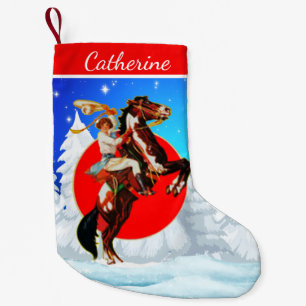 Vintages Western-Cowgirl auf der Züchtung des Kleiner Weihnachtsstrumpf