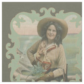 Vintages Western-Cowgirl mit breiterem Gewebe Stoff (Nahaufnahme)