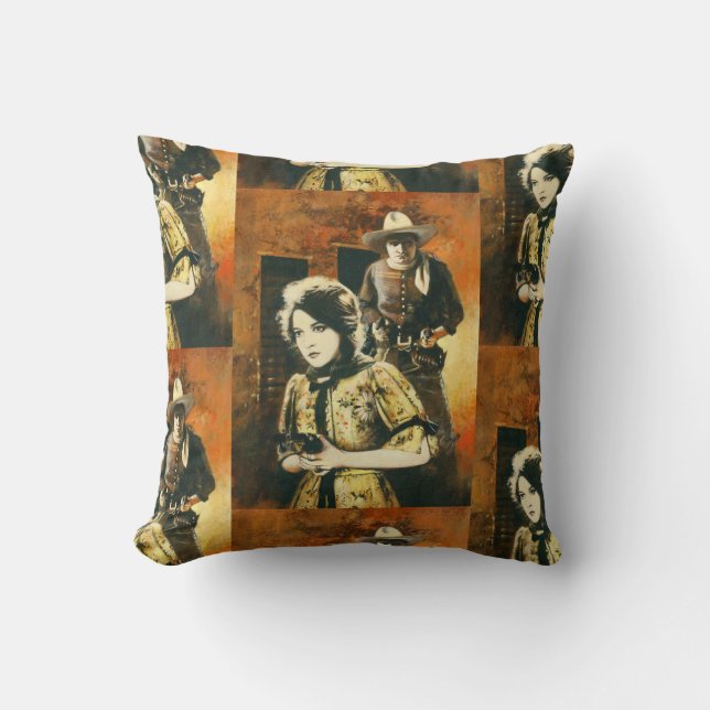 Vintages Western-Quadratthrow-Kissen Kissen (Vorderseite)