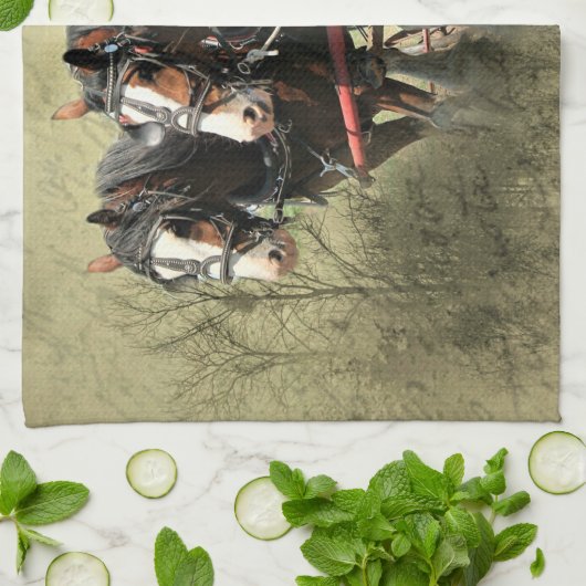 Vintages Wetter Clydesdale Postkarte Geschirrtuch (Gefaltet)