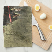 Vintages Wetter Clydesdale Postkarte Geschirrtuch (Viertel Falte)