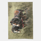 Vintages Wetter Clydesdale Postkarte Geschirrtuch (Vertikal)