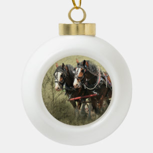 Vintages Wetter Clydesdale Postkarte Keramik Kugel-Ornament