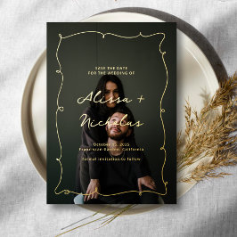 Vintages Whimsical Foto Hochzeit Speichern Sie das Folieneinladung