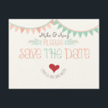 Vintages Whimsisches Bunting Save the Date<br><div class="desc">Vintages Whimsical Bunting Save the Date. Vintages Design mit Vintagem Rosa und Meeresfrüchten Grünbunte,  Liebesvögel und Liebe Herz mit der Phrase "Liebe ist alles,  was Sie brauchen". Perfektes Design für Paare,  die etwas Anderes gewollt haben. passende Artikel vorhanden. com</div>