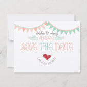 Vintages Whimsisches Bunting Save the Date (Vorderseite)