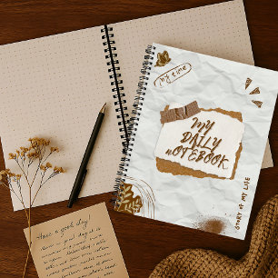 Vintages White & Brown Scrapbook Crumpled Bullet Notizblock