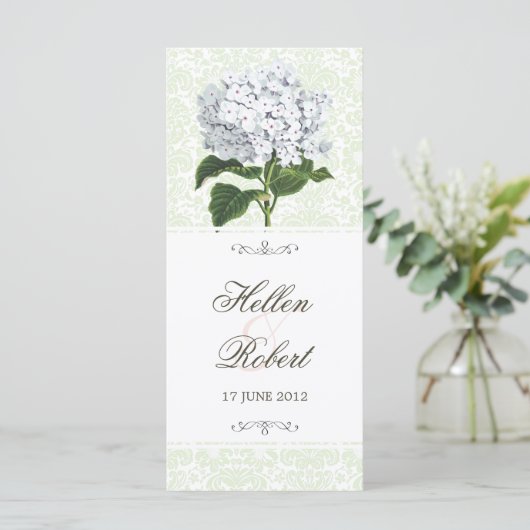 Vintages White Hydrangea Hochzeitsprogramm Programm (Stehend Vorderseite)
