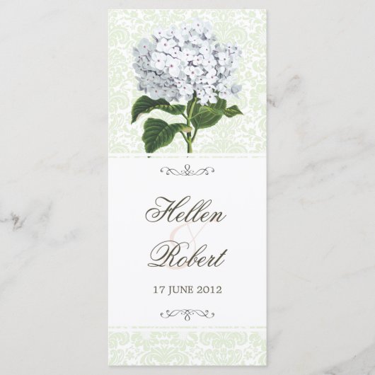 Vintages White Hydrangea Hochzeitsprogramm Programm (Vorderseite)