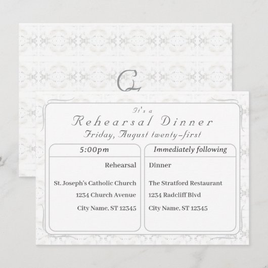 Vintages White Lace Probe Dinner Einladung (Vorne/Hinten)