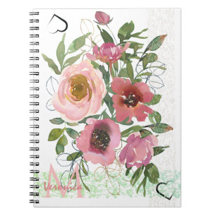 Vintages White Pink Floral Notebook Notizblock