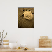 Vintages White Rose Sepia Poster (Küche)