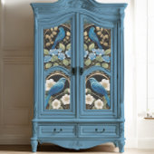 Vintages White Roses Blue Bird Jugendstil Ephemera Seidenpapier