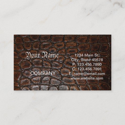 Vintages wildes Krokodilbraun-Alligatorleder Visitenkarte (Vorderseite)