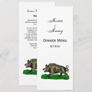 Vintages Wildschwein Zeichne BW #3C Einladung