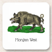 Vintages Wildschwein Zeichne BW #3C Getränkeuntersetzer (Vorderseite)