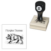 Vintages Wildschwein Zeichne BW #3C Gummistempel (Stempel)