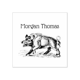 Vintages Wildschwein Zeichne BW #3C Gummistempel