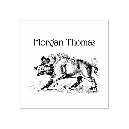 Vintages Wildschwein Zeichne BW #3C Gummistempel (Prägung)