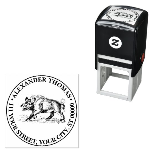 Vintages Wildschwein Zeichne BW #3C Permastempel (Beispiel)