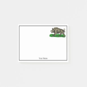 Vintages Wildschwein Zeichne BW #3C Post-it Klebezettel