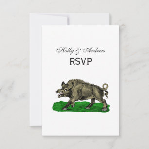Vintages Wildschwein Zeichne BW #3C RSVP Karte