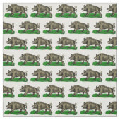 Vintages Wildschwein Zeichne BW #3C Stoff (Muster)