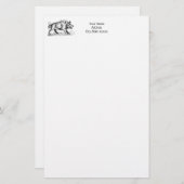 Vintages Wildschwein Zeichnend BW #2 Briefpapier (Vorne/Hinten)