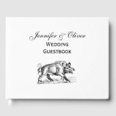 Vintages Wildschwein Zeichnend BW #2 Gästebuch (Vorderseite)