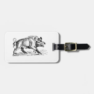 Vintages Wildschwein Zeichnend BW #2 Gepäckanhänger