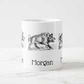 Vintages Wildschwein Zeichnend BW #2 Jumbo-Tasse (Vorderseite)