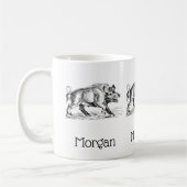 Vintages Wildschwein Zeichnend BW #2 Kaffeetasse (Links)